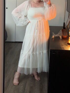 Pinkblush Ivory White Puff Sleeve Maxi Dress
